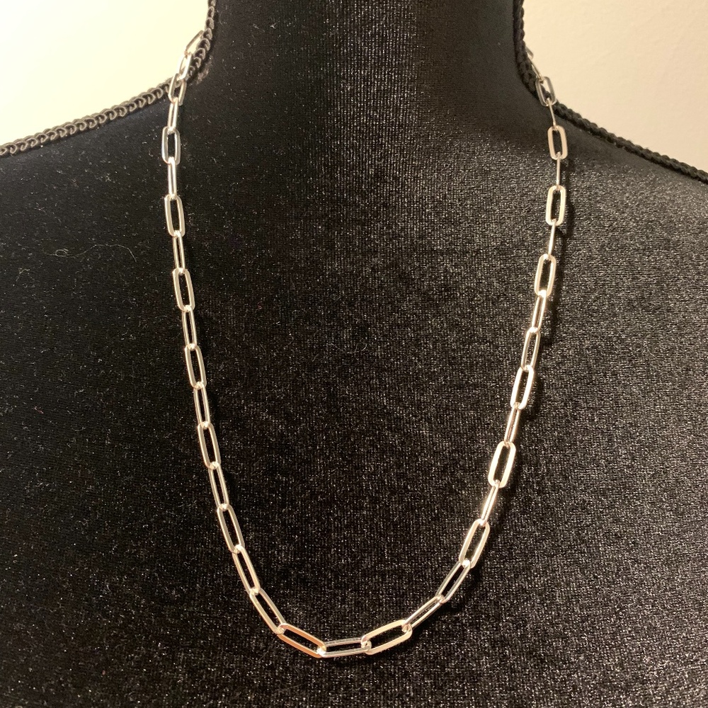 FIRM!!! 24” Italian Sterling Silver Necklace, 925, Paper Clip Design